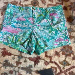 Lilly Pulitzer Callahan Knit Short Gustavia Green Sunshine City  size 14 nwot
